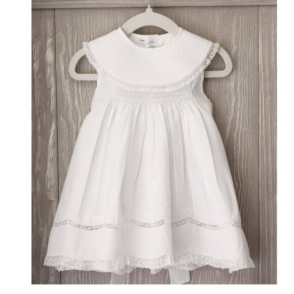 White Vintage Sleeveless Pintucked Collar Dress Feltman Brothers